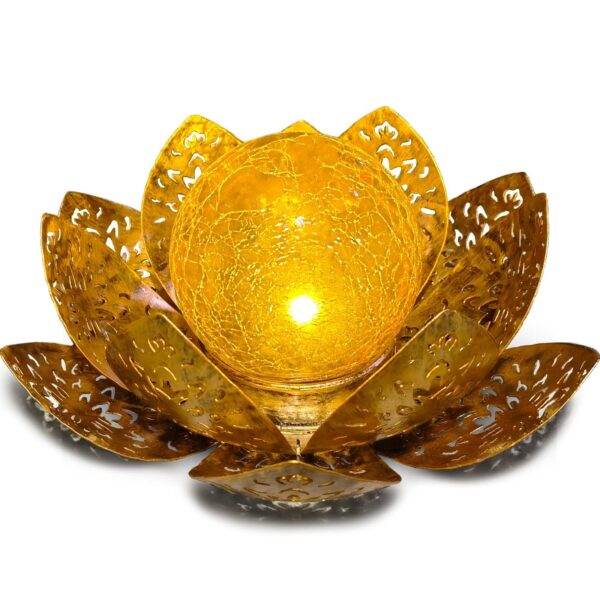 ORHOMELIFE Solar Lotus Gartenleuchte – IP65 Bodenleuchte mit Craquelé-Glas für Terrasse & Garten
