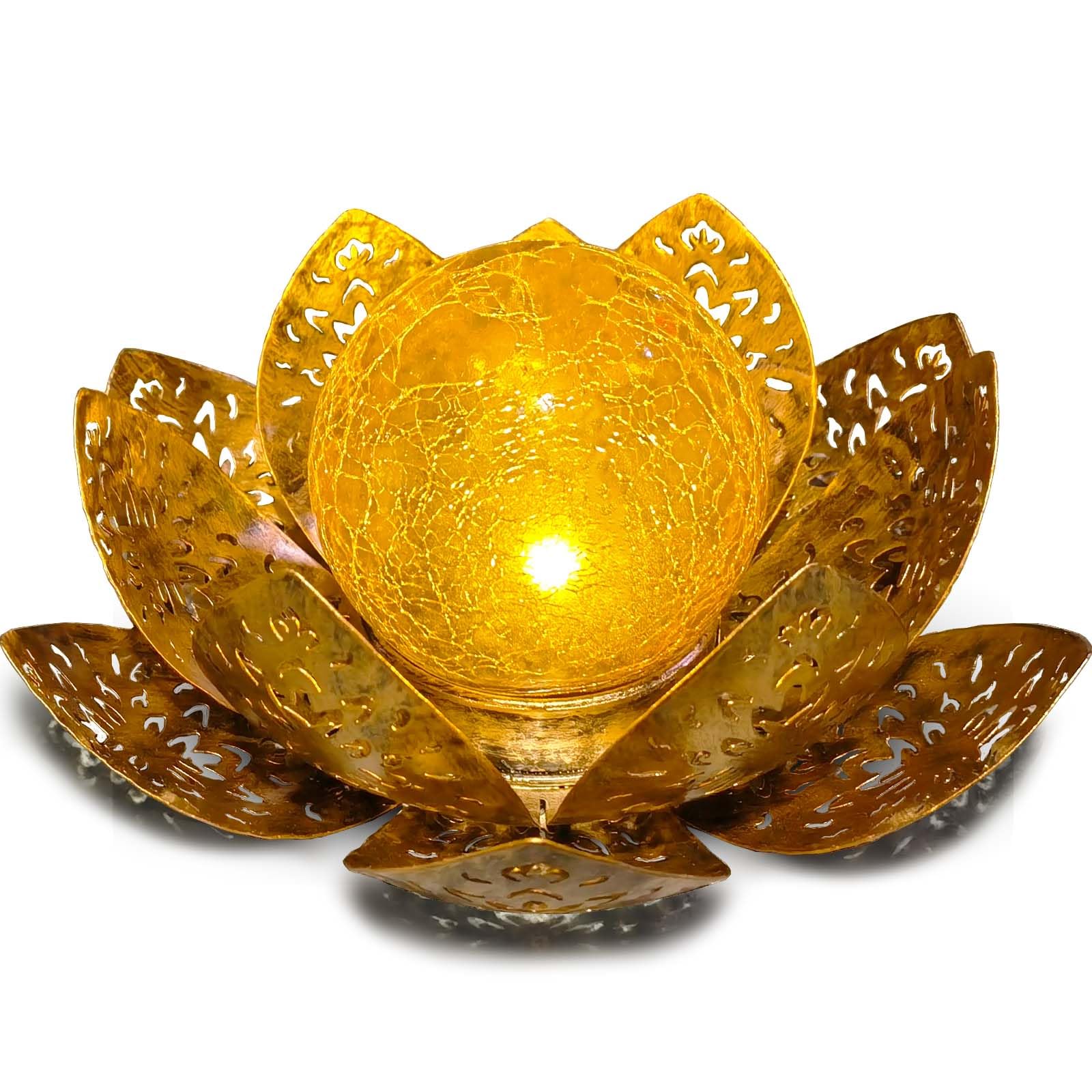 ORHOMELIFE Solar Lotus Gartenleuchte – IP65 Bodenleuchte mit Craquelé-Glas für Terrasse & Garten
