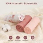 Yukkidds Spannbettlaken 81x41 cm aus 100% Musselin – 3er-Pack für Kinderwagen & Beistellbett – Bild 3