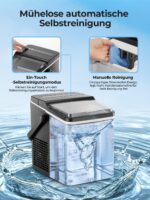 FOHERE Eiswürfelmaschine 14kg/24h – 9 Bullet-Eiswürfel in 5 Min, tragbar mit Selbstreinigung – Bild 7