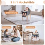 cozydwells 3-in-1 Babyhochstuhl – Verstellbar & Tragbar für 6-36 Monate – Bild 3