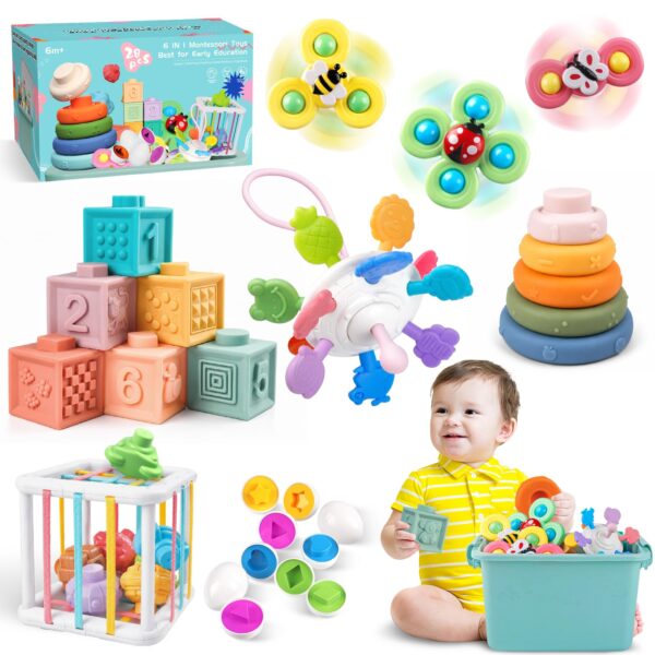 Weilim 6-in-1 Montessori Sensorik Spielset – Entwicklungsspielzeug für Babys & Kleinkinder