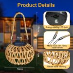 2er Set Solarleuchten Rattan mit IP65 – Handgeflochtene Gartenlaterne für Aussen – Bild 2