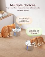 JLVDXN Edelstahl Katzenbrunnen 2,2L mit LED & 2 Filtern – Ultraleise Trinkbrunnen für Katzen – Bild 3
