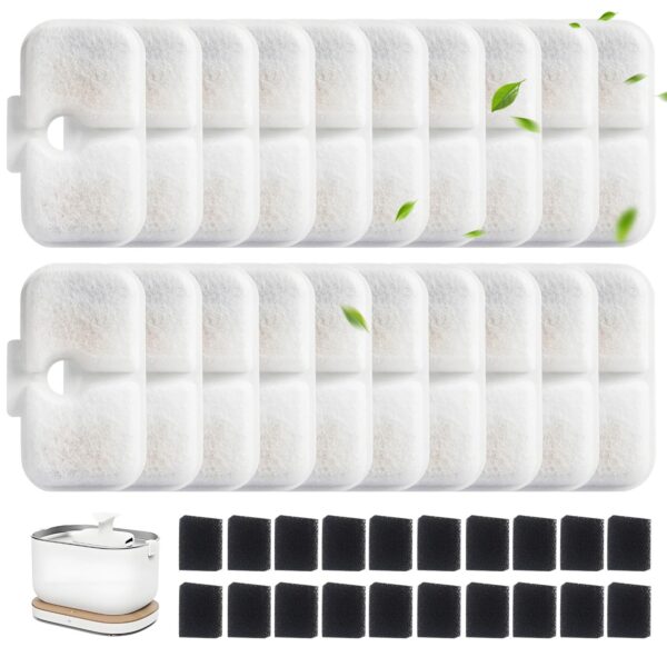 40er Pack Katzenbrunnen Filter Set – Kohle- & Schaumfilter für Petlibro PLWF005, PLWF105, PLWF115