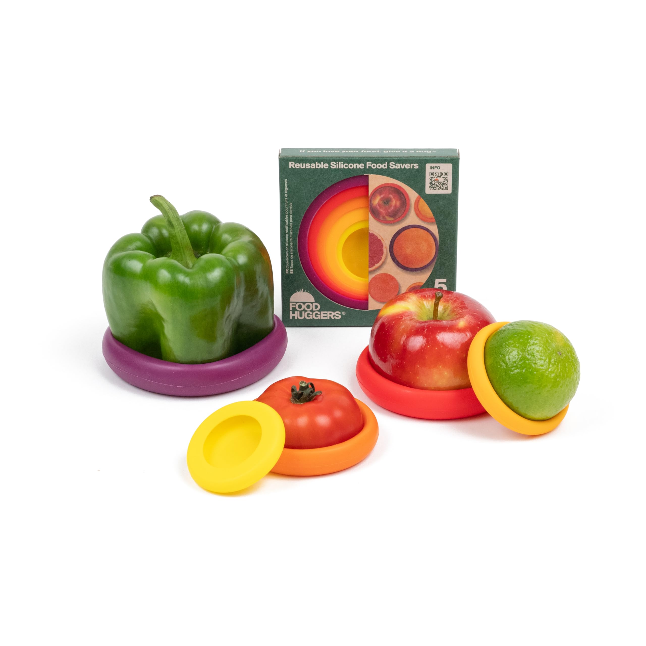 Food Huggers Set 5er – Wiederverwendbare Silikon-Frischhalter für Obst & Gemüse