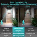 4er Set WELALO Solarleuchten mit Bewegungsmelder – 188 LED, 270° Weitwinkel, IP65 Wasserdicht – Bild 3
