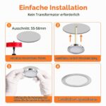 YindaLux LED Einbaustrahler 3er Set 230V – 3W 300LM 4000K IP44 Neutralweiss – Bild 9