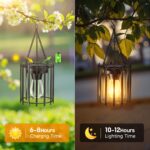 RECHOO 2er Set Solarleuchten Hängend mit Metallgehäuse – IP65 Gartendeko mit 12h Leuchtdauer – Bild 2