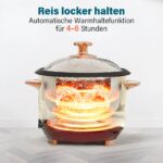 Macook Reiskocher 1 L mit Dampfgarer – One-Touch Kochen & Dämpfen für 1–5 Personen – Bild 6