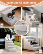 KSIIA Hundetreppe 5-Stufen 55cm Grau – Haustiertreppe mit abnehmbarem Bezug für kleine Hunde – Bild 6