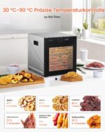 VEVOR Dörrautomat 10 Edelstahlschalen 1000 W – Professioneller Lebensmitteltrockner – Bild 6