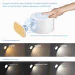 Anmossi LED Wandleuchte kabellos mit Akku – 360° drehbar, Touch Control, 3 Helligkeitsstufen – Bild 2