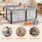 Faltbarer Baby Laufstall 127x127 cm mit Matte – Sicherer Playpen für drinnen & draußen – Bild 3