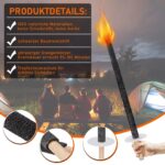 Ansobea 10er Set Wachsfackeln 100 min Brenndauer – Gartenfackeln mit Tropfschutz & langem Griff – Bild 7