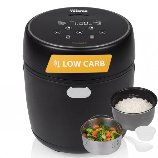 Tristar Digitaler Reiskocher RK-6238 mit Low-Carb-Funktion – 8 Automatikprogramme für bewusste Ernährung