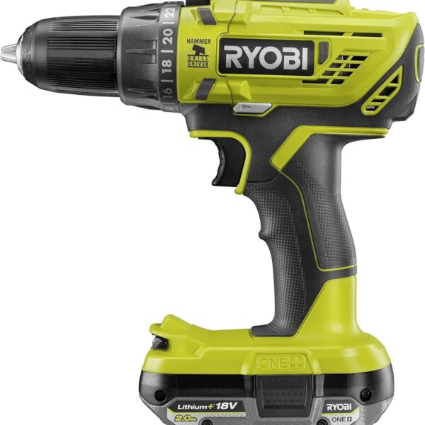 RYOBI R18PD32-1C20G 18V Akku-Schlagbohrschrauber – 50Nm mit 2-Gang-Getriebe & Zubehör