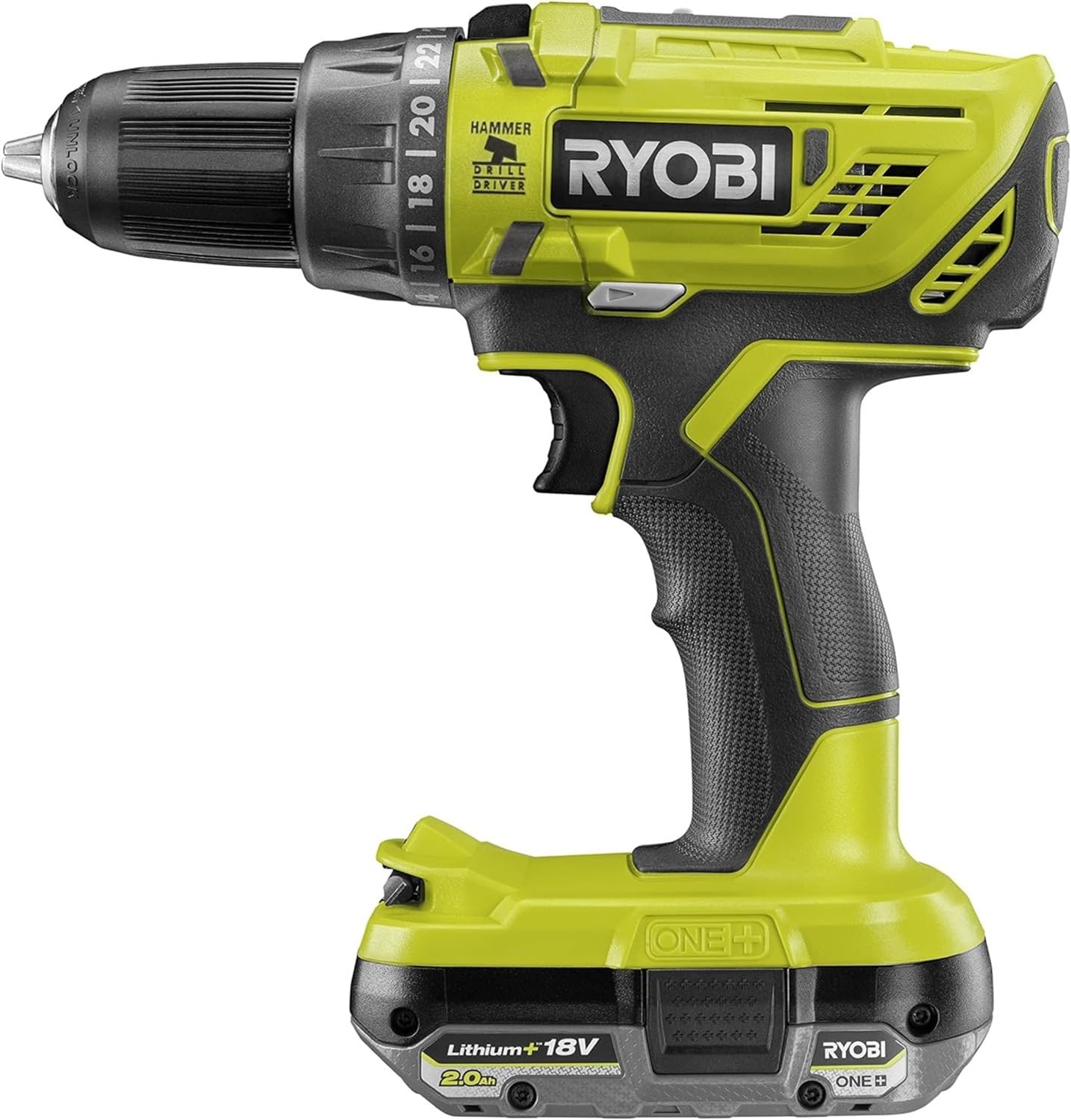 RYOBI R18PD32-1C20G 18V Akku-Schlagbohrschrauber – 50Nm mit 2-Gang-Getriebe & Zubehör