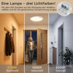 Yesenlight LED Deckenlampe mit PIR Bewegungsmelder 18W 1800lm – Ø22cm CCT 2700K–6500K – Bild 4