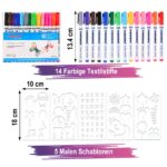 Tigvio Baby-Bodies zum Bemalen – 8er-Set mit Textilstiften & Schablonen für Babyparty – Bild 4