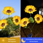 Hqynss Solar-Sonnenblumenleuchten 2er-Set – IP65 Gartenleuchten mit Dämmerungssensor – Bild 4