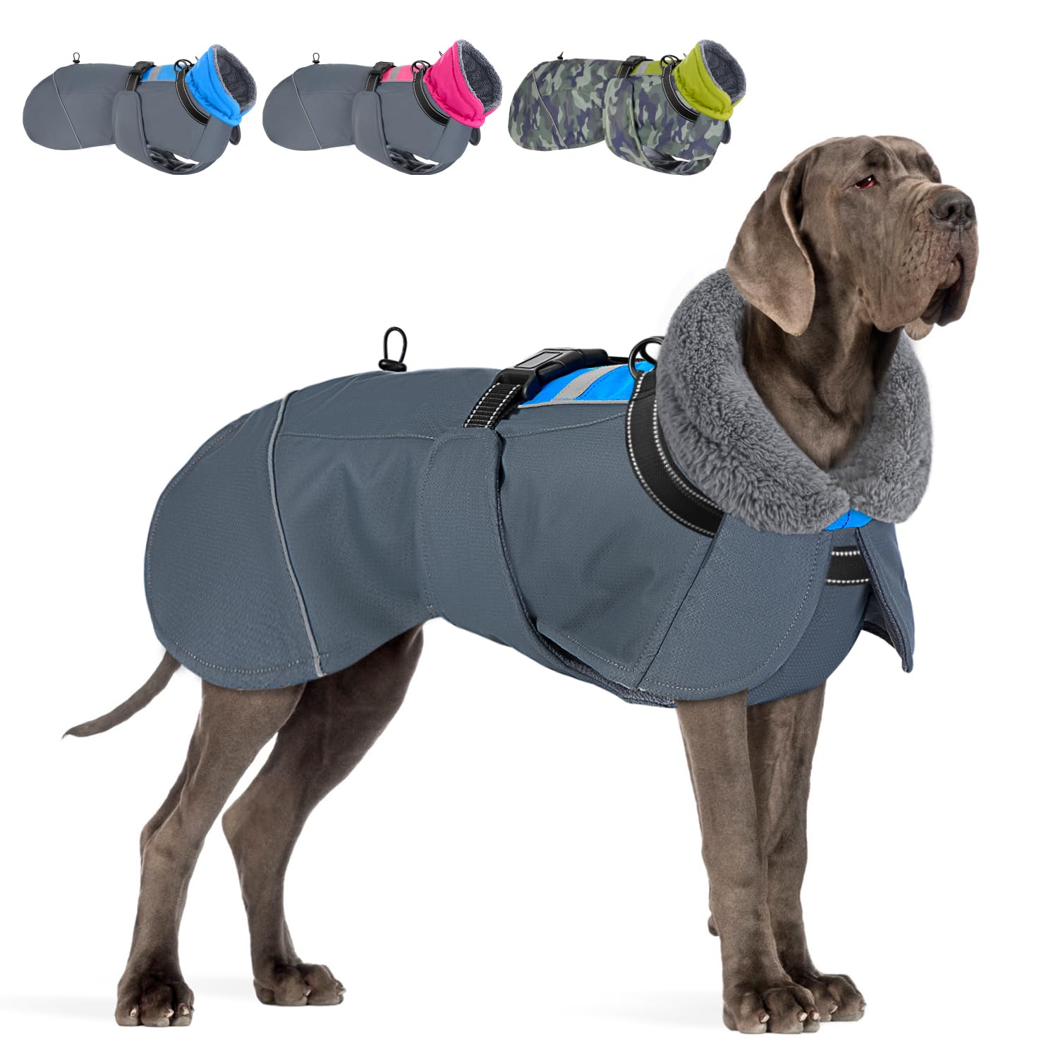 Eyein Hundemantel Winter XXXL – Wasserdichter Wintermantel mit Fleecefutter für grosse Hunde