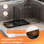 BestOffice Hundebox Grösse S 61x42x48cm – Faltbar mit Doppeltür & Kunststofftablett – Bild 4
