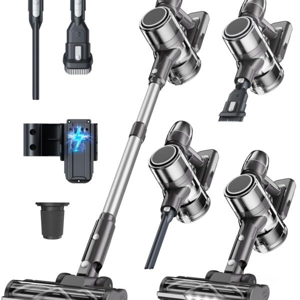 Syntecno Akku-Staubsauger Kabellos mit 35.000 Pa – 65 Min. Laufzeit für Tierhaare