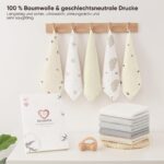 Bearmoss 10er Set Baby Musselin Waschlappen 25x25cm – 100% Baumwolle Spucktücher – Bild 7