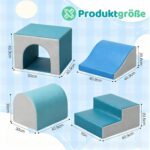 GeerWest Schaumstoff Bausteine Set mit 4 PU-Leder Softblöcken – Montessori Kletterspielzeug für Kleinkinder – Bild 2