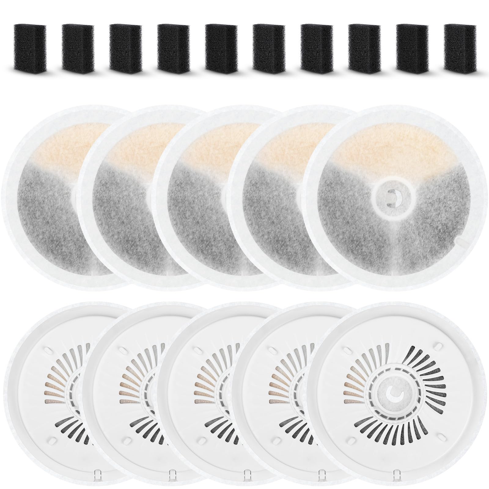 KTNAid Katzenbrunnen Filter 10er Set – Vierfachfiltration für Petkit Solo SE/2/3 Pro