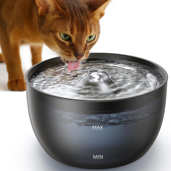 FEELNEEDY 3L Katzenbrunnen mit Edelstahlschale – leiser Wasserbrunnen für Katzen