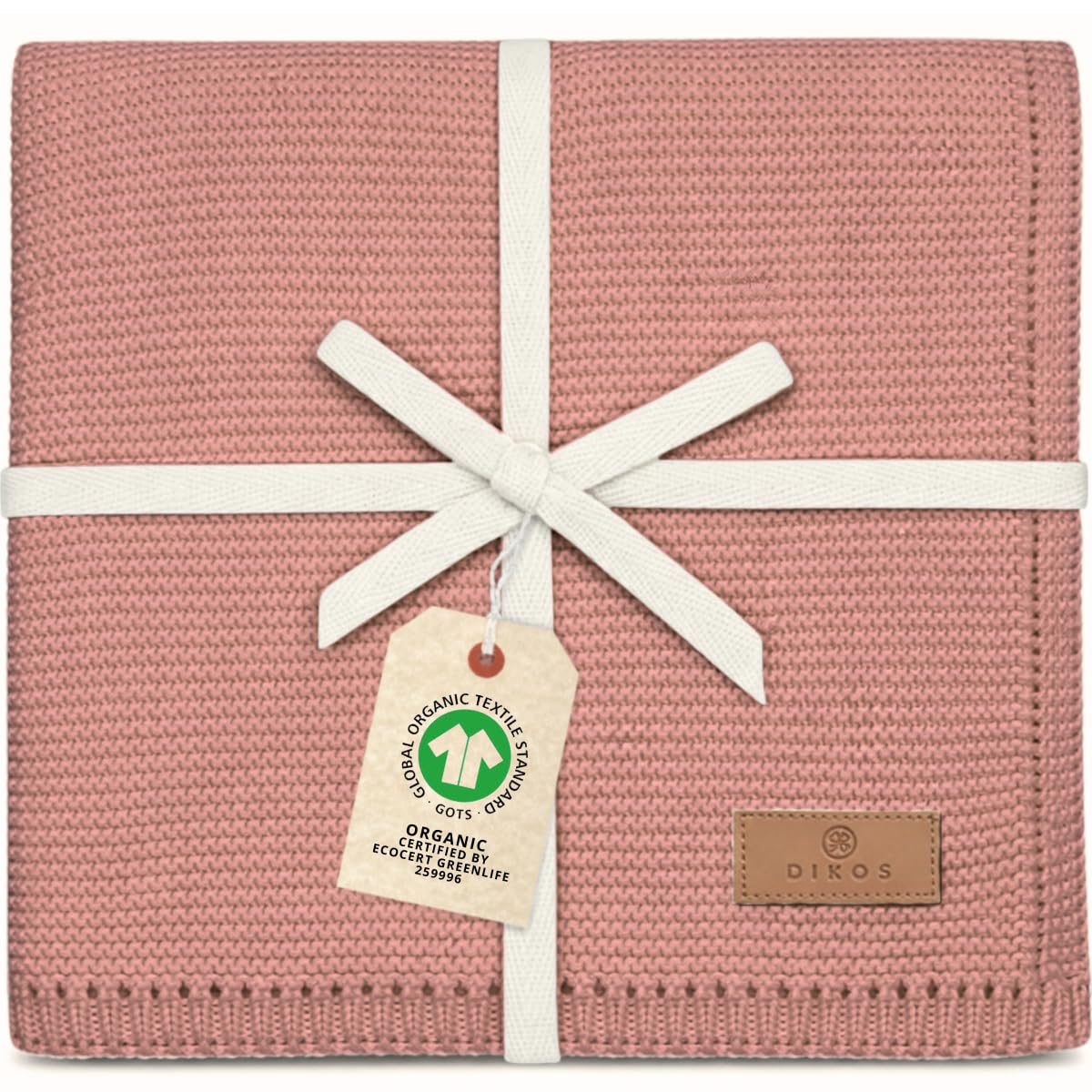 DIKOS Babydecke 75×100 cm Bio-Baumwolle – Kuscheldecke für Neugeborene in Altrosa