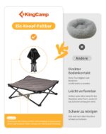 KingCamp Erhöhtes Hundebett Klappbar Grösse S – 2-in-1 Hundeliege mit Mesh & Wintermatte – Bild 4