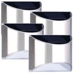 Lunartec 4er-Set Solar-LED-Wandleuchte mit Lichtsensor – Edelstahl IP44 für Aussen