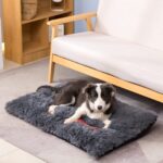 NAILAO Hundebett 100x70cm Grosse Hunde – Weiches Plüsch-Hundekissen waschbar Grau