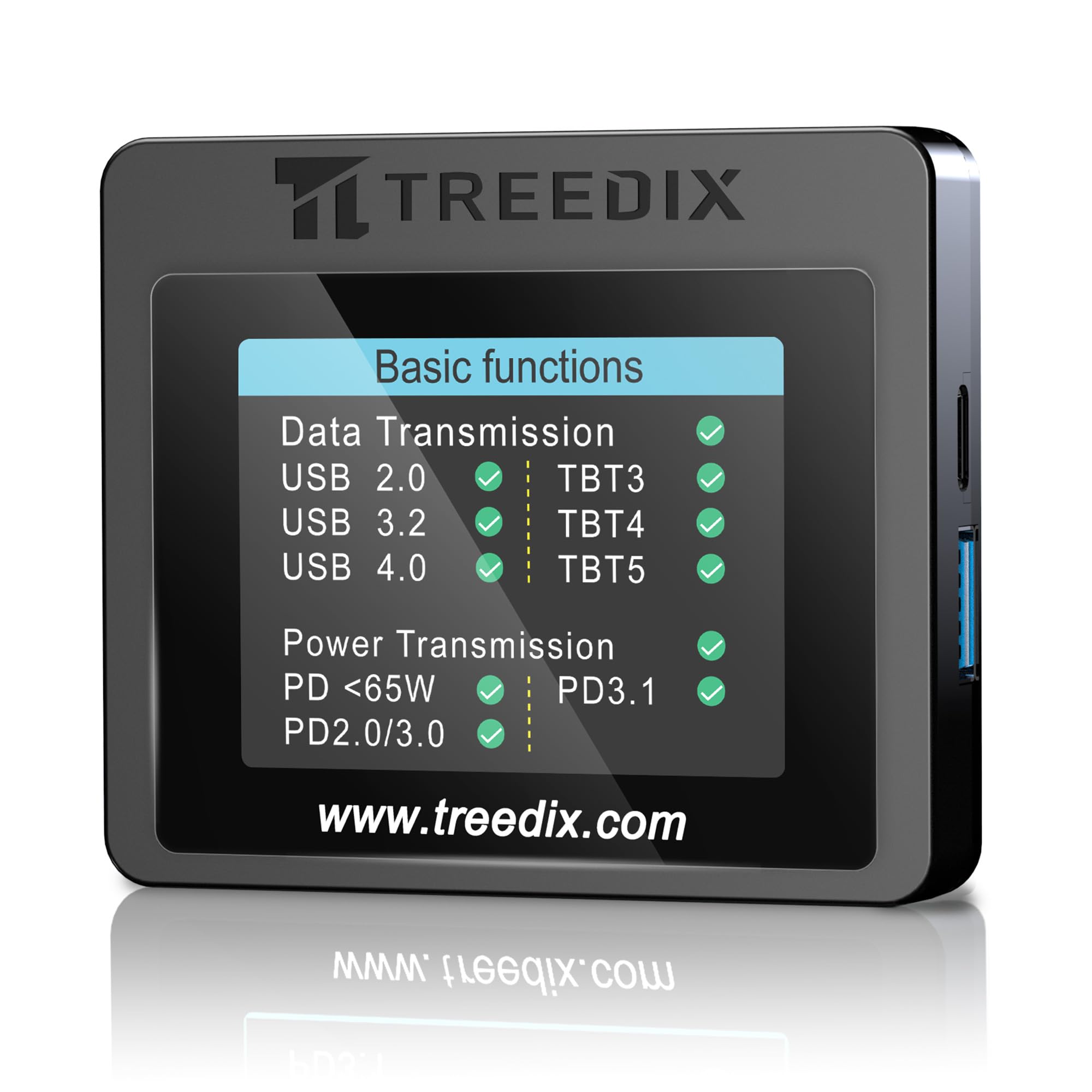 Treedix USB-Kabeltester mit 2,4" Display – Multifunktion für alle Kabeltypen