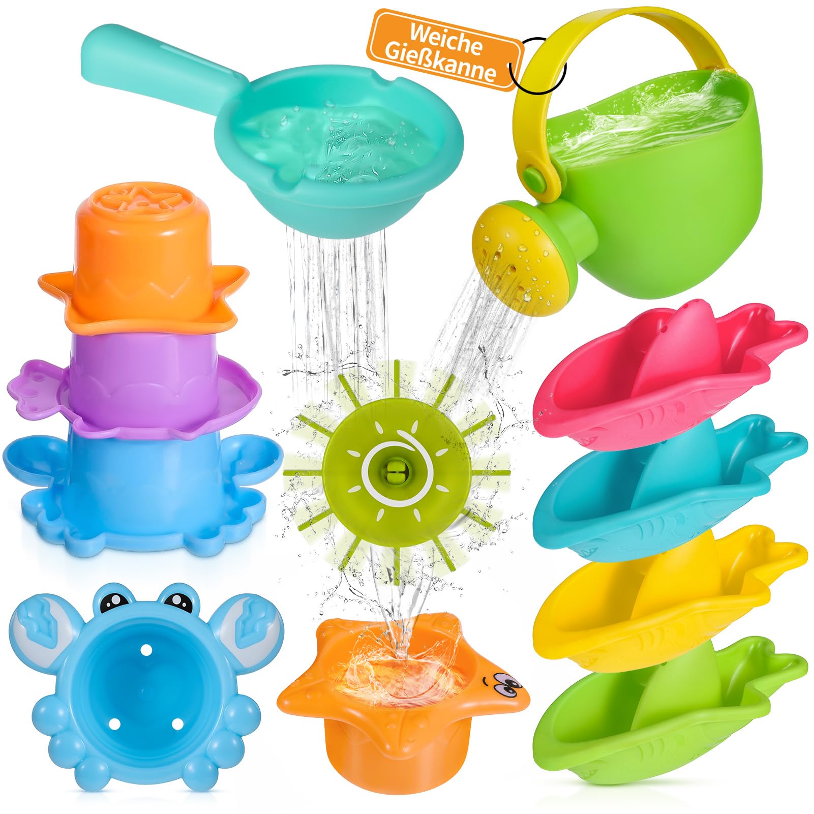 Tintinlody Badespielzeug 10-teilig – Schimmelfrei & BPA-frei für Babys ab 1 Jahr