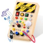 YIKANWEN Montessori Holz Busy Board mit 10 LED-Schaltern & Musikfunktion – Motorik-Spielzeug für Kinder ab 1 Jahr – Bild 7