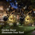 AKOFIC 2er-Pack Bienen-Solarleuchten – Hängende Gartendeko mit LED & Clip für Außen – Bild 4