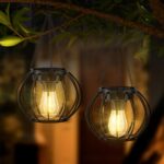 Akynite Solar-Hängeleuchte IP65 – Retro Gartenlaterne mit Warmweiss für Aussen, 2er Set – Bild 2