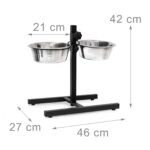 Relaxdays Futterstation Hund M – Höhenverstellbarer Doppelnapf Edelstahl 1,6 l – Bild 4