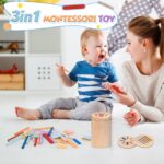 Joozmui Montessori Holzspielzeug 3-in-1 – Motoriktraining & Farblernspiel für Kleinkinder ab 1 Jahr – Bild 2