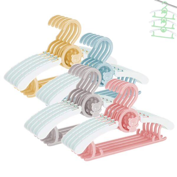 HGYZE Kinderkleiderbügel 20er Set, 28–36 cm ausziehbar – Rutschfest & stapelbar