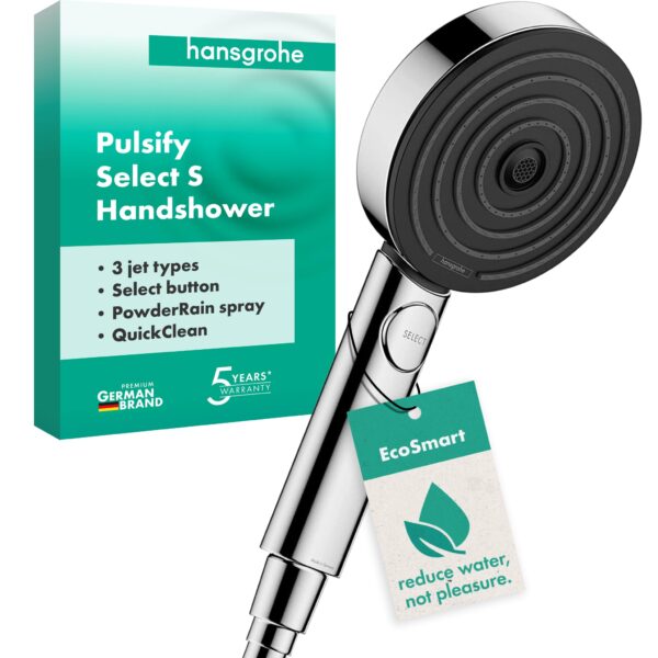 hansgrohe Pulsify Select S Duschkopf – 3 Strahlarten mit PowderRain & Antikalk