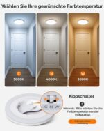 Matane LED Deckenleuchte Ø30cm mit Nachtlicht – 24W Panel Lampe 3 Farben für Schlafzimmer – Bild 2