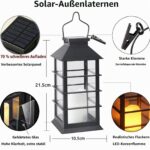 Cozymeow Solar Laternen 22cm – Flammeneffekt Solarlaterne für Garten & Terrasse (2er-Set) – Bild 3