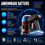 XINSHE Akku-Staubsauger 50 kPa mit Anti-Tangle & LED – 50 Min Laufzeit für Tierhaare – Bild 5