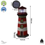 Cepewa LED Solar Leuchtturm H34.3cm Rot-Weiss – Drehbares Leuchtfeuer für Garten & Terrasse – Bild 3