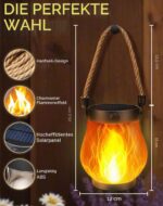 OKESYO Solar Laterne mit Flammeneffekt – 2er Set Campinglampe für Garten & Terrasse – Bild 7